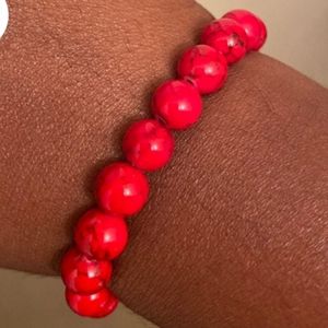 Red Jade Bracelet, Jade Beaded Bracelet 8mm